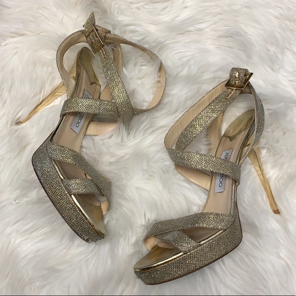 Jimmy Choo Shoes - Jimmy Choo gold stiletto strappy Heels